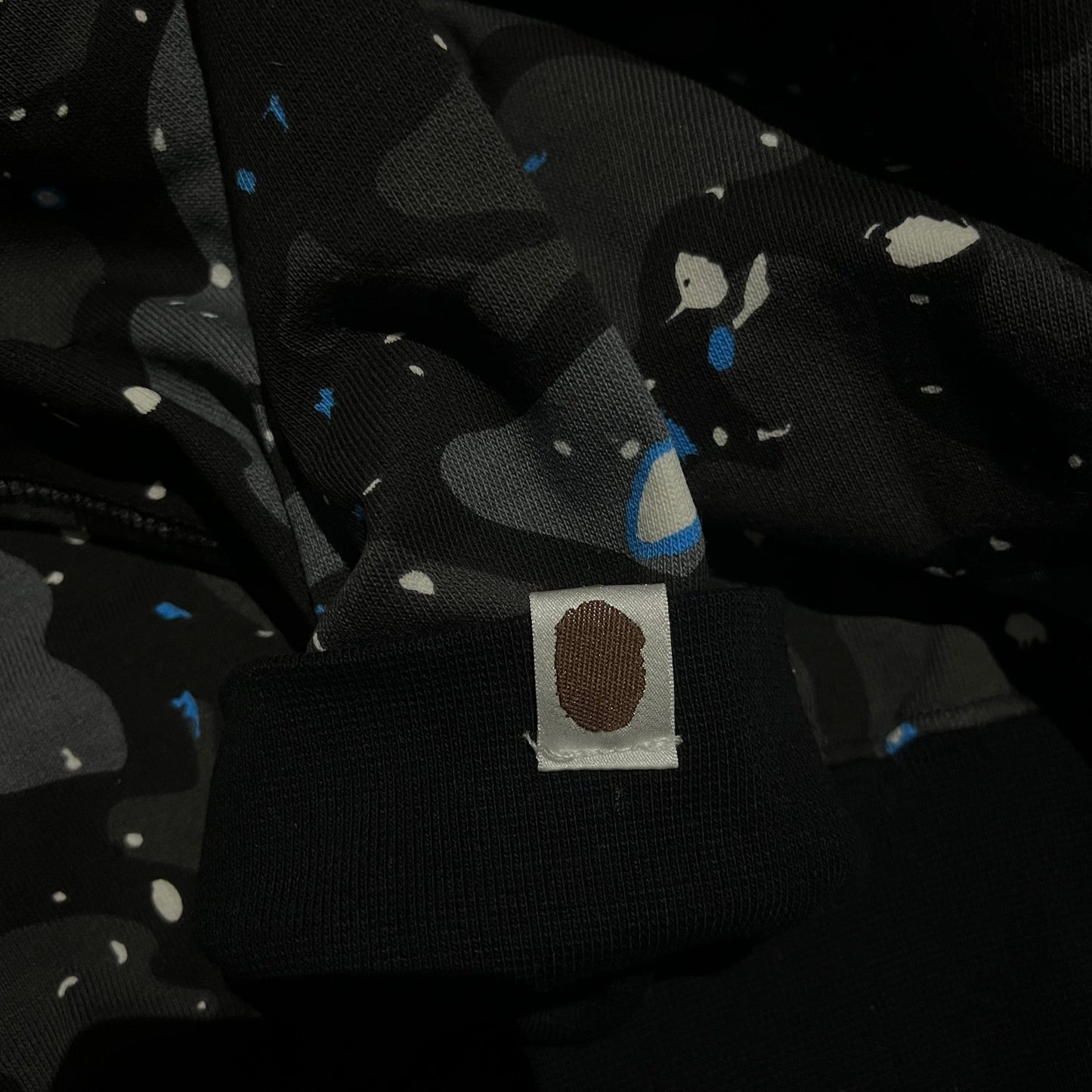 BAPE SPACE CAMO SHARK FULL ZIP HOODIE BLACK