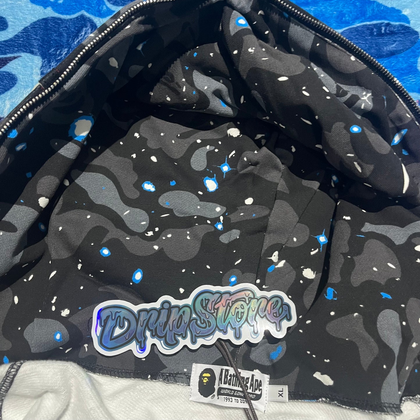 BAPE SPACE CAMO SHARK FULL ZIP HOODIE BLACK