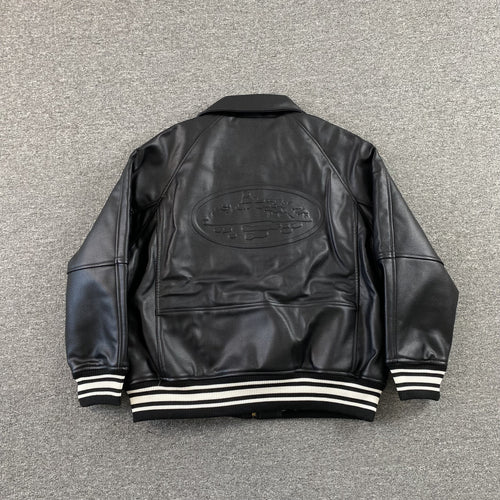 Corteiz Leather Da Skydive Jacket Black