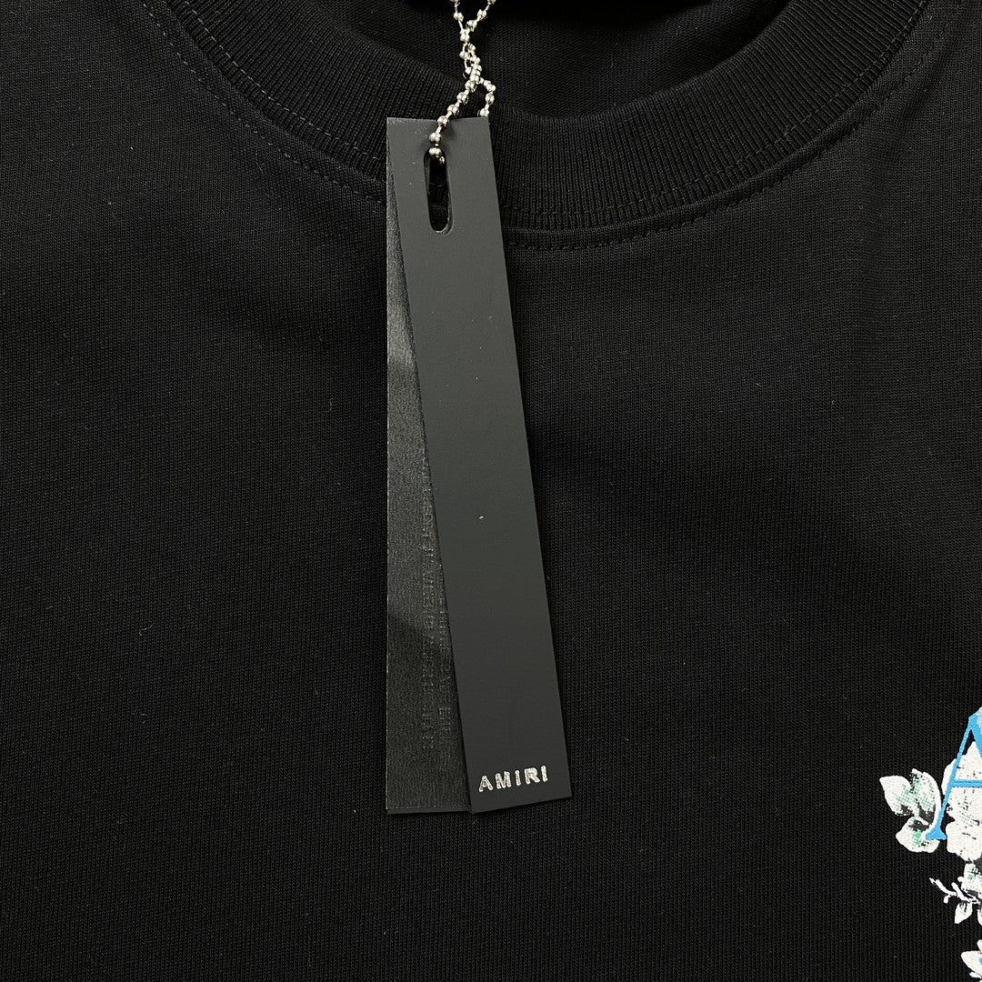 Amiri Floral Logo Tee Black