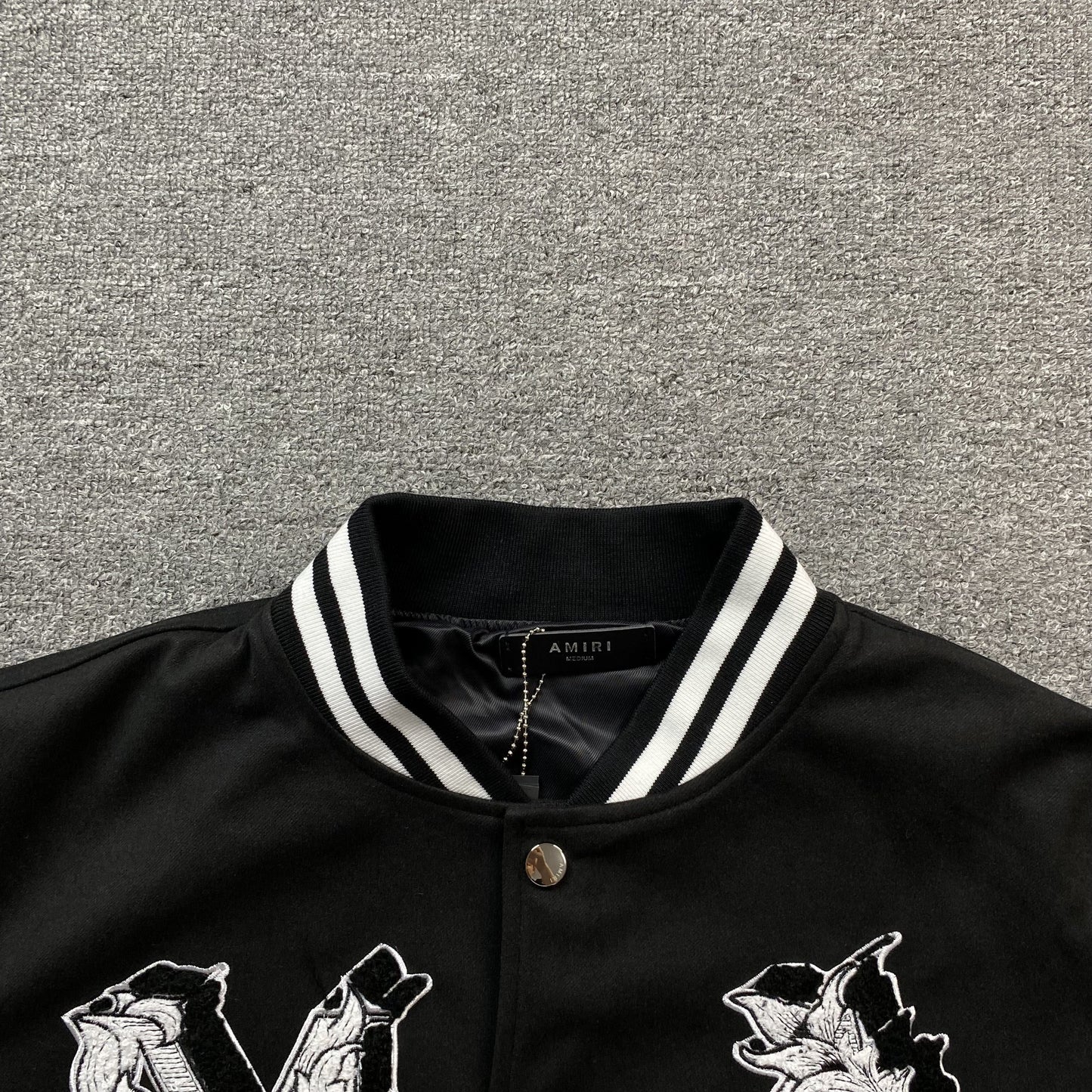 Amiri Ma Angel Varsity Bomber Jacket Black
