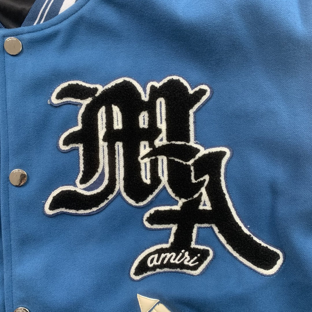 Amiri Pegasus Varsity Bomber Jacket Light Blue
