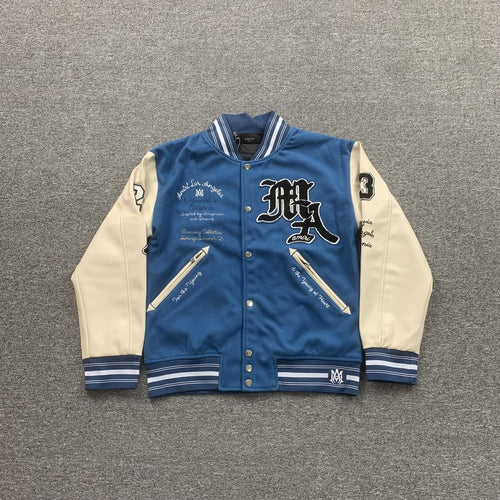 Amiri Pegasus Varsity Bomber Jacket Light Blue