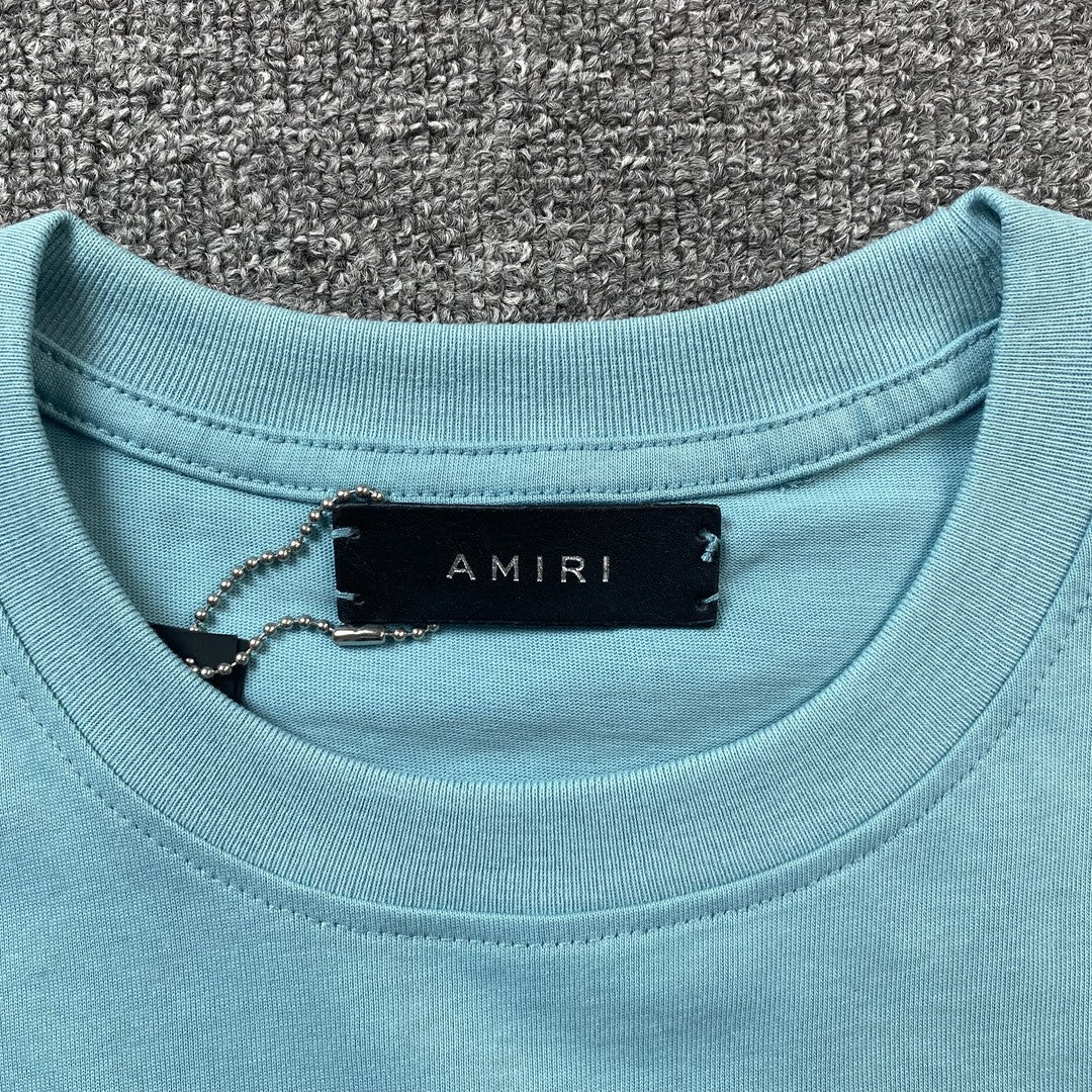 Amiri Staggered Logo Tee Blue