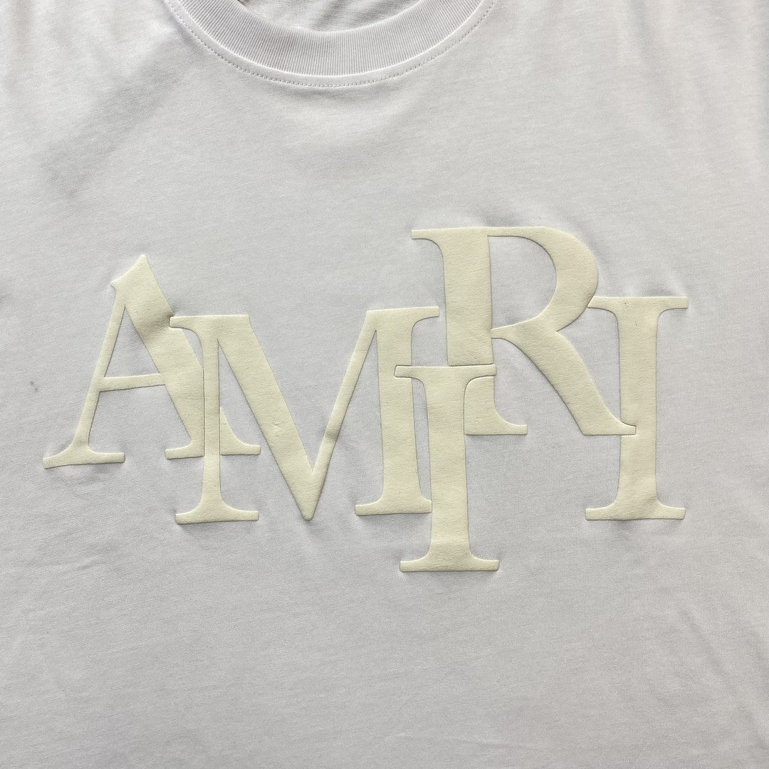 Amiri Staggered Logo Tee White