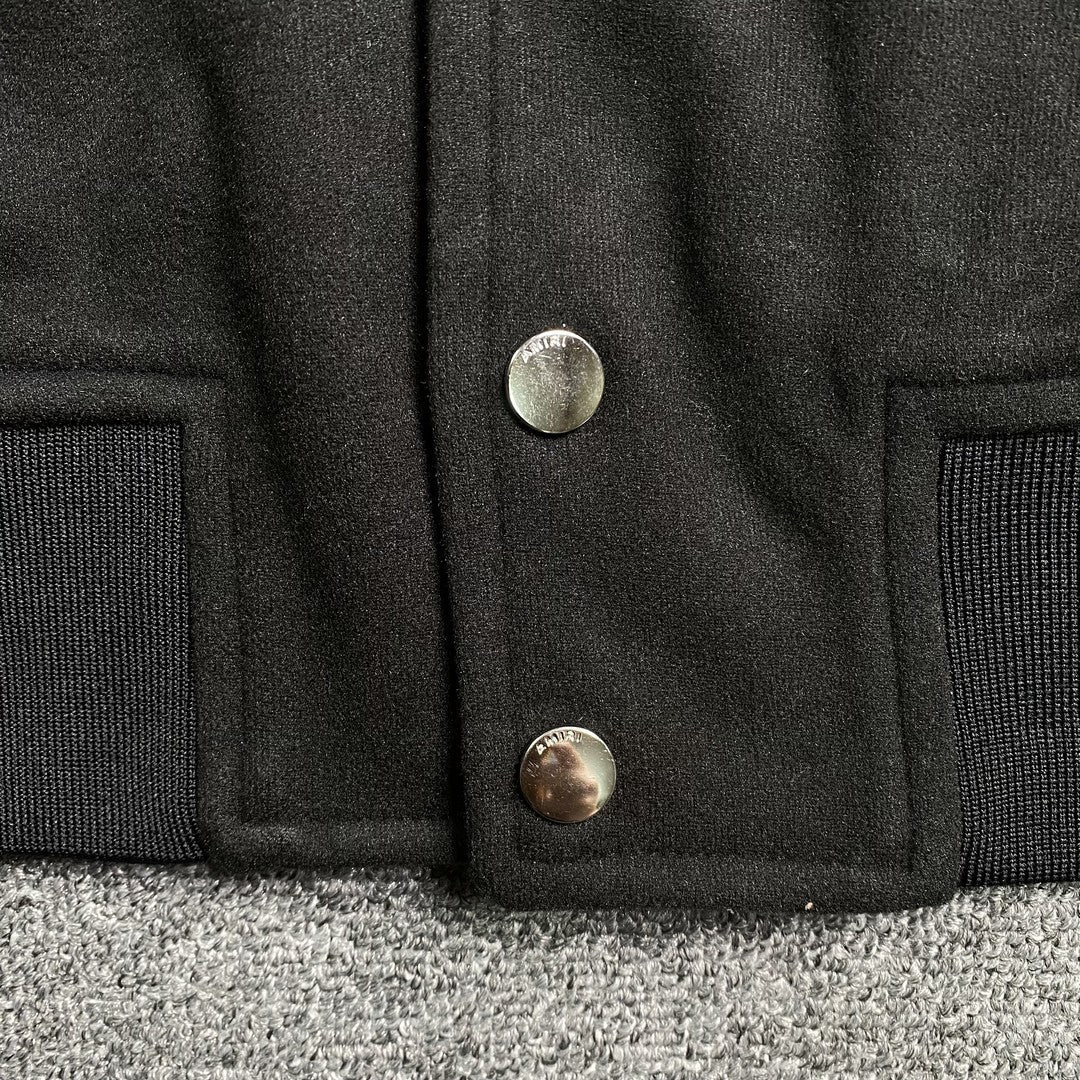 Amiri Staggered Logo Varsity Jacket Black