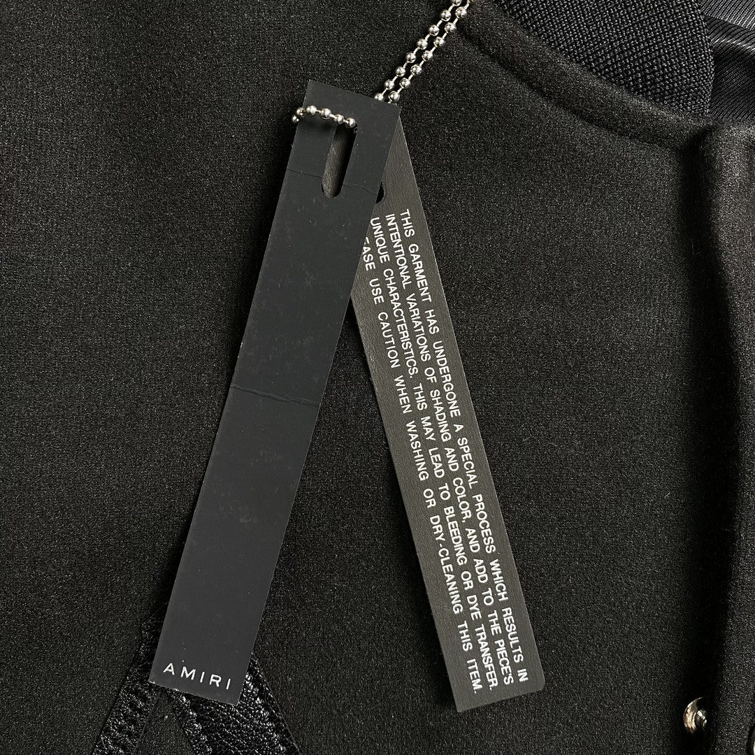 Amiri Staggered Logo Varsity Jacket Black