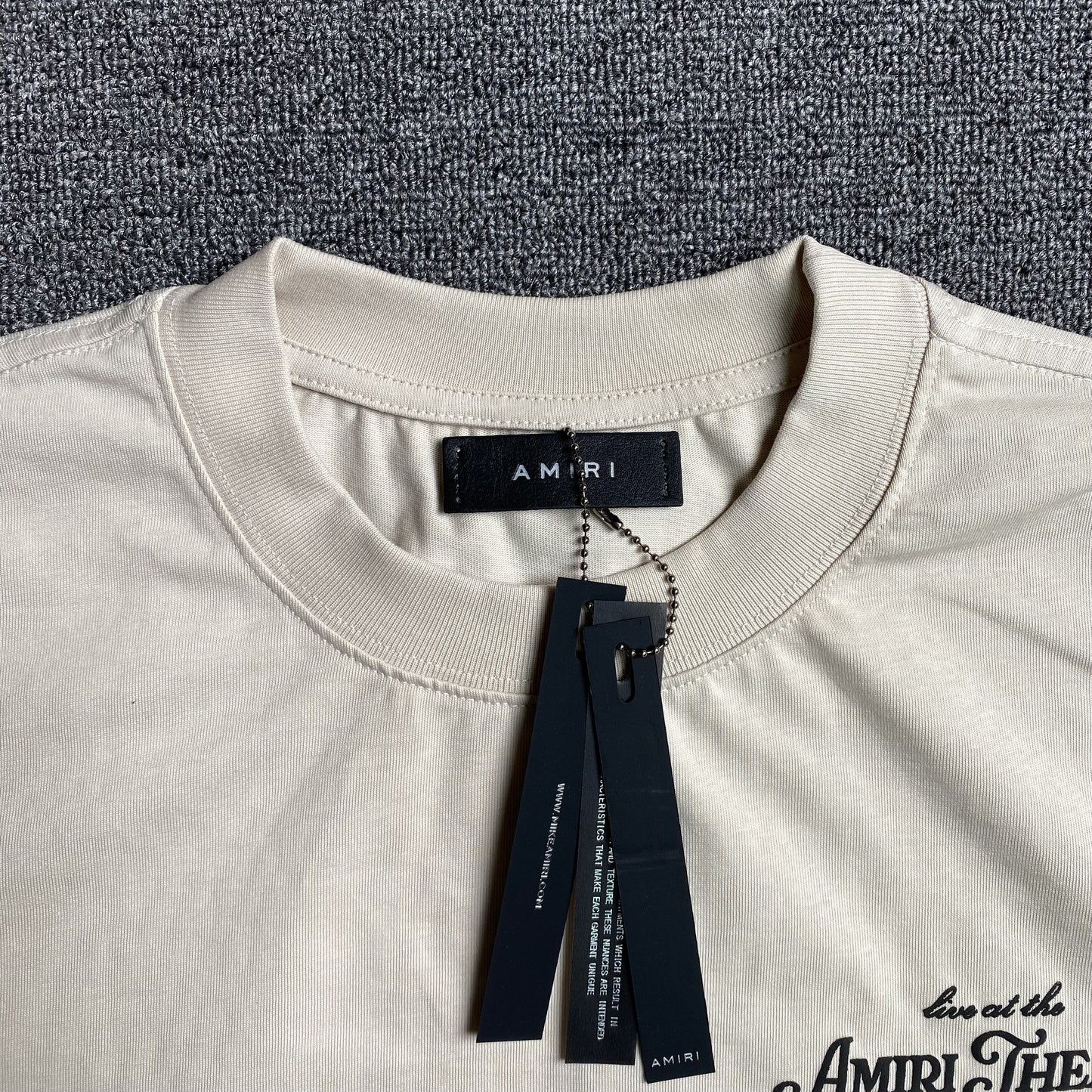Amiri Theatre Flocked Tee Beige