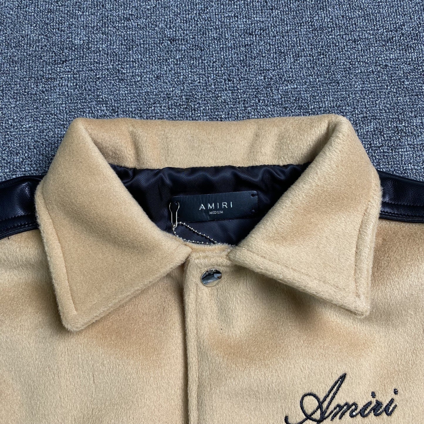 Amiri Varsity Bomber Jacket Beige