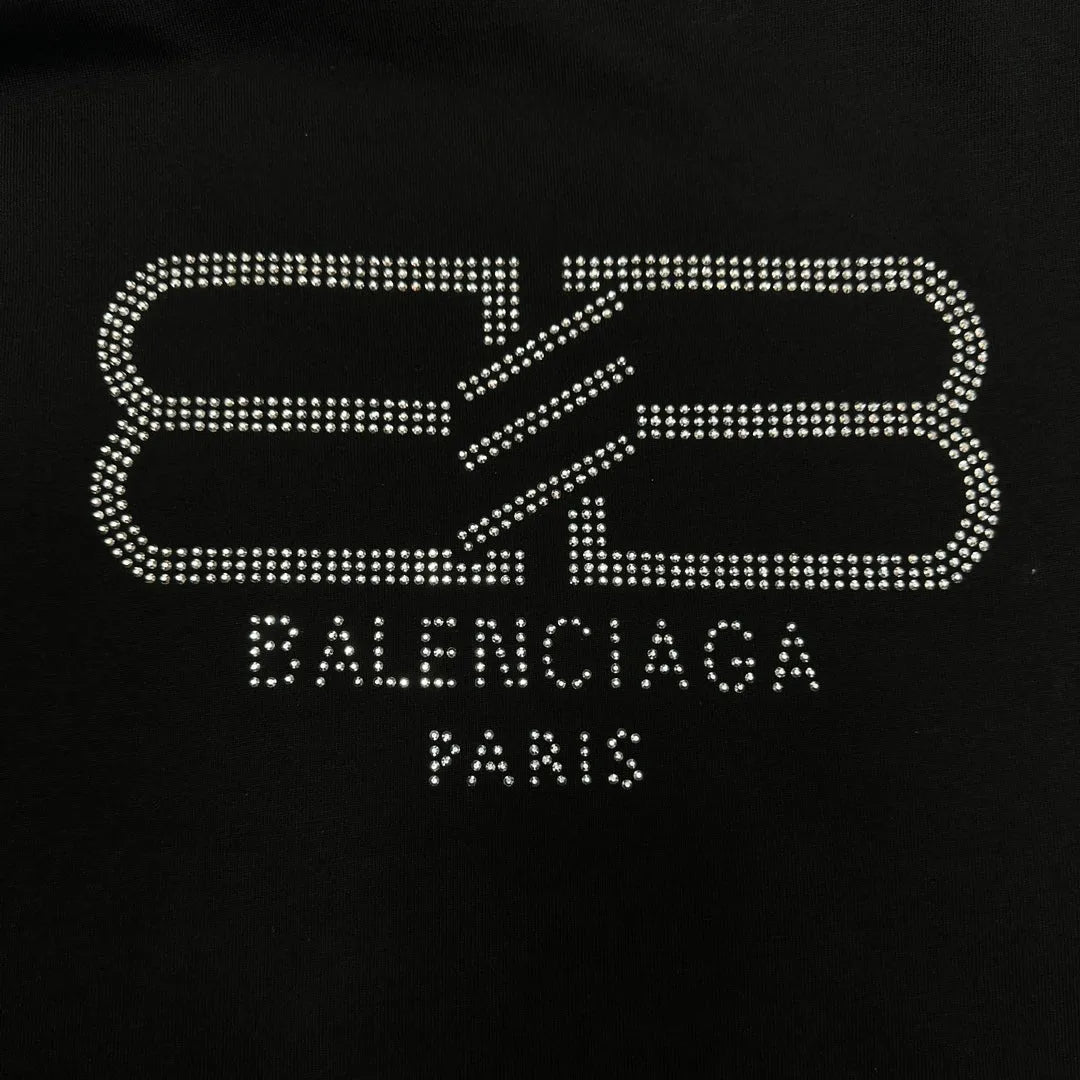 BALENCIAGA BB PARIS STRASS T-SHIRT BLACK