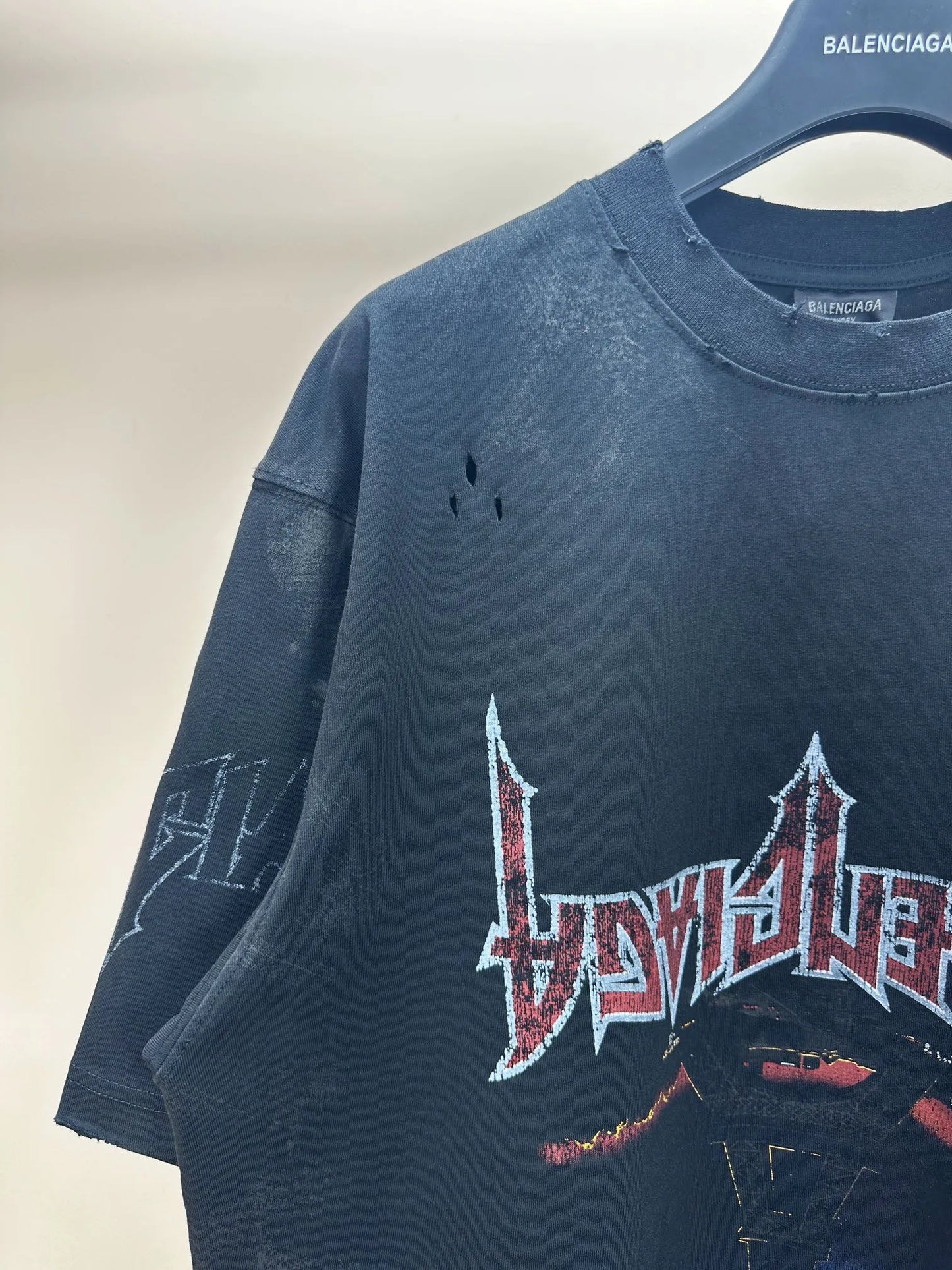 BALENCIAGA UPSIDE DOWN PARIS MOON TEE BLACK