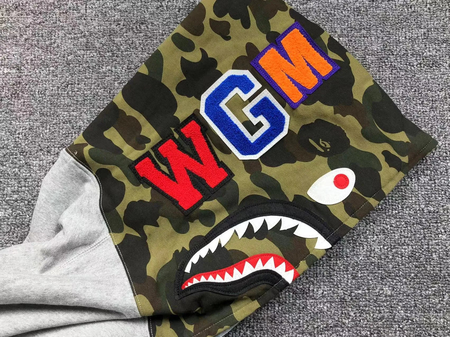 BAPE 1ST CAMO SHARK FULL ZIP HOODIE GREY