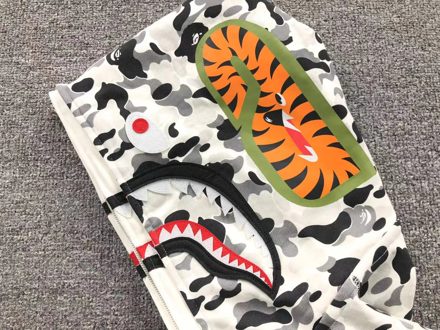 BAPE ABC CAMO DOUBLE SHARK FULL ZIP HOODIE GREY