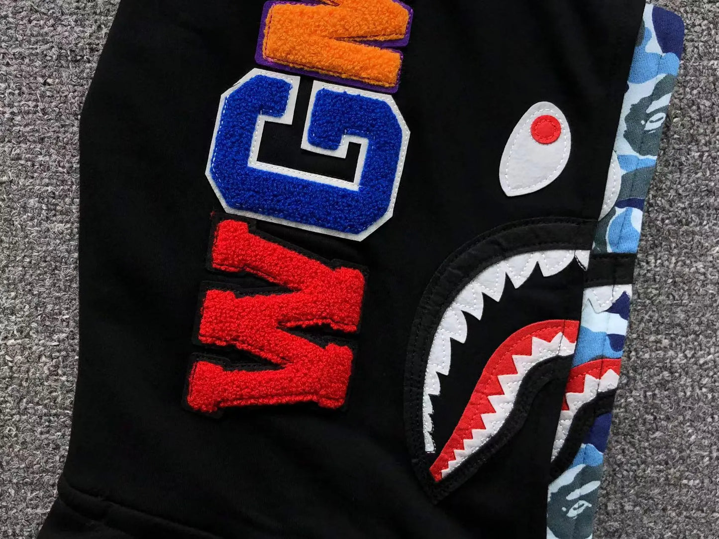 BAPE ABC SHARK FULL ZIP DOUBLE HOODIE BLACK BLUE