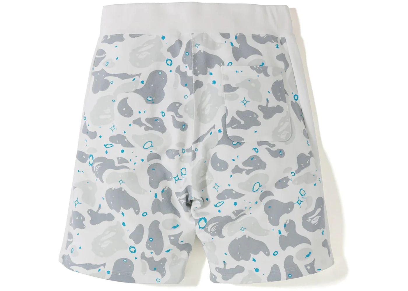 BAPE SPACE CAMO SHARK SWEAT SHORTS WHITE