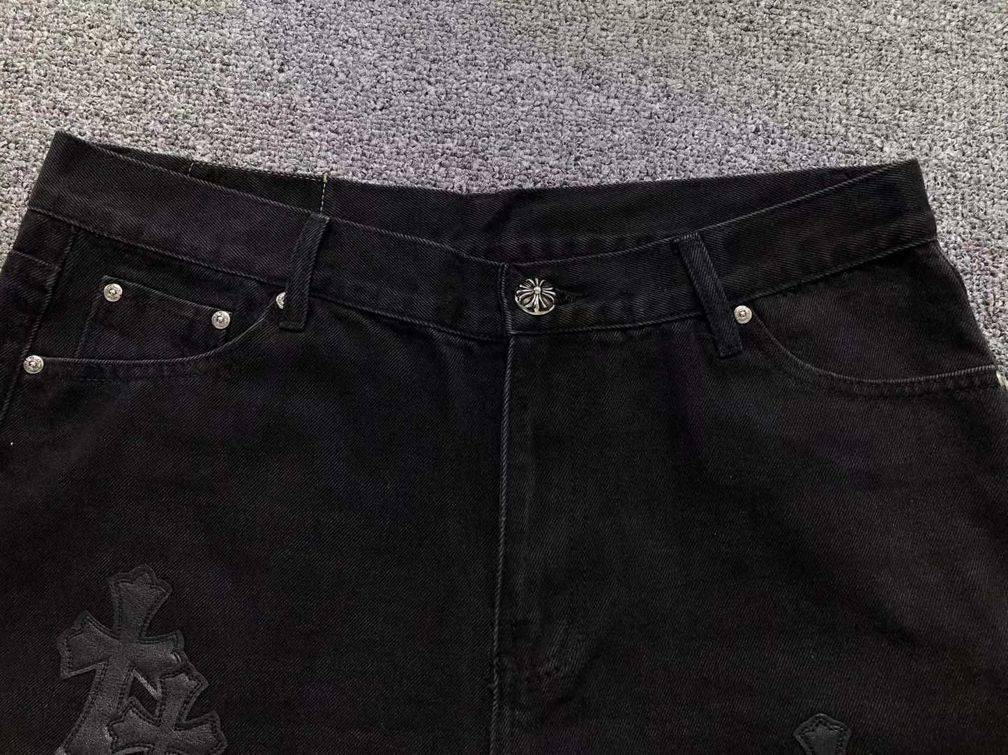 Chrome Hearts Cross Patch Jeans Black