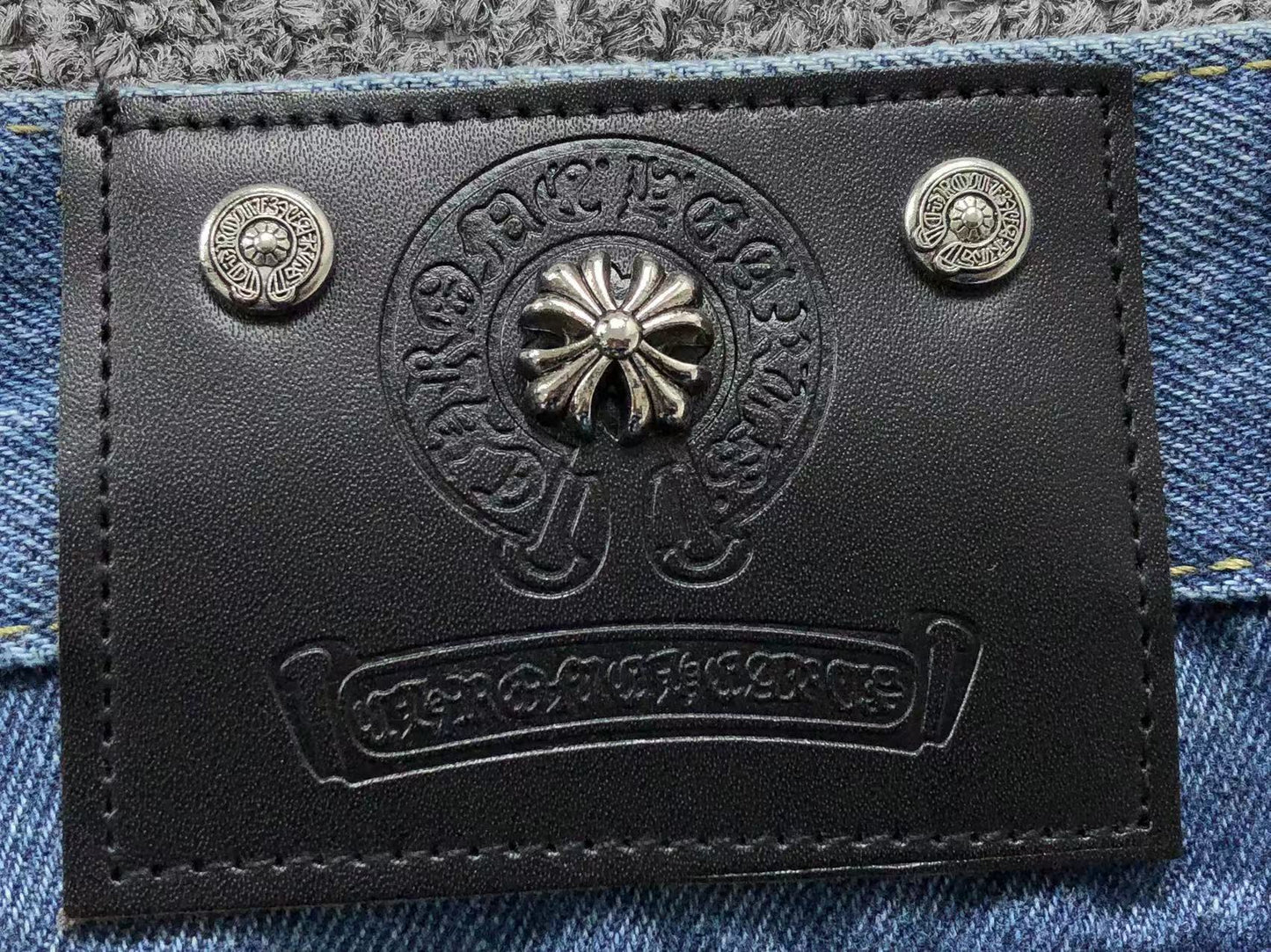 Chrome Hearts Cross Patch Jeans Blue