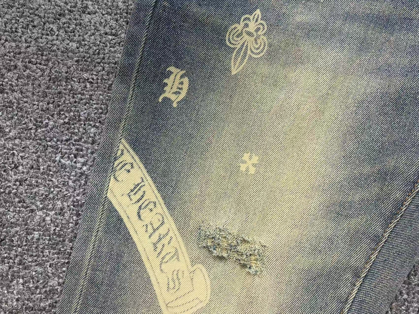 Chrome Hearts Cross Patch Jeans Blue Washed
