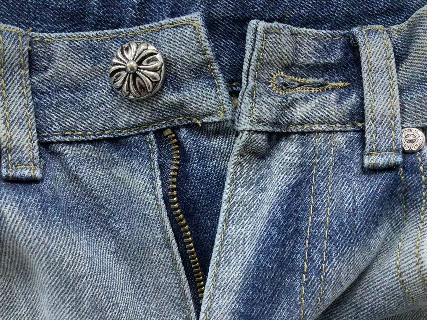 Chrome Hearts Cross Patch Jeans Blue Washed