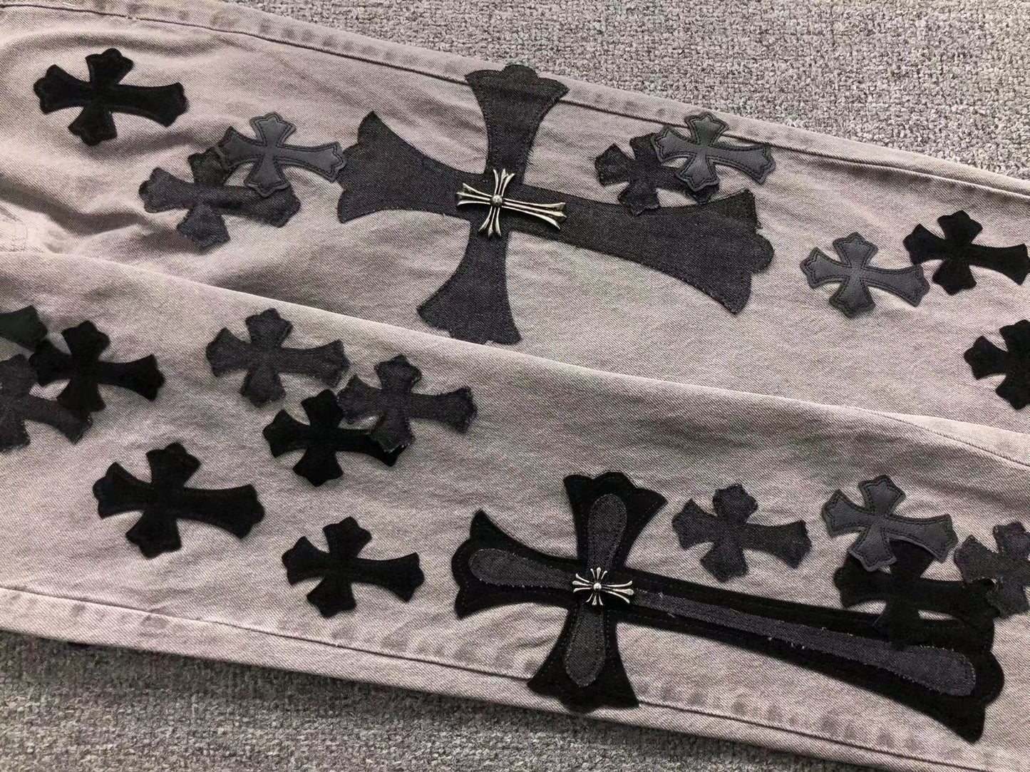 Chrome Hearts Cross Patch Jeans Grey