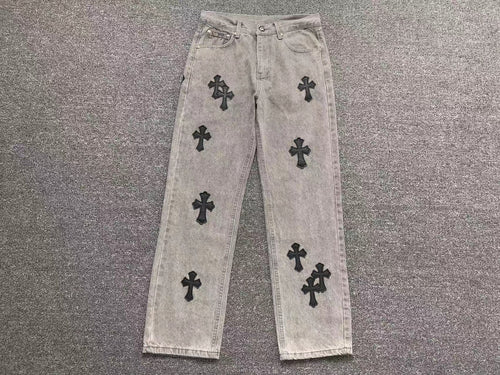 Chrome Hearts Cross Patch Jeans Grey