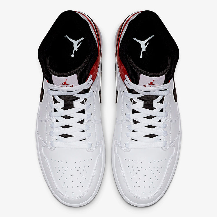JORDAN 1 MID WHITE BLACK GYM RED