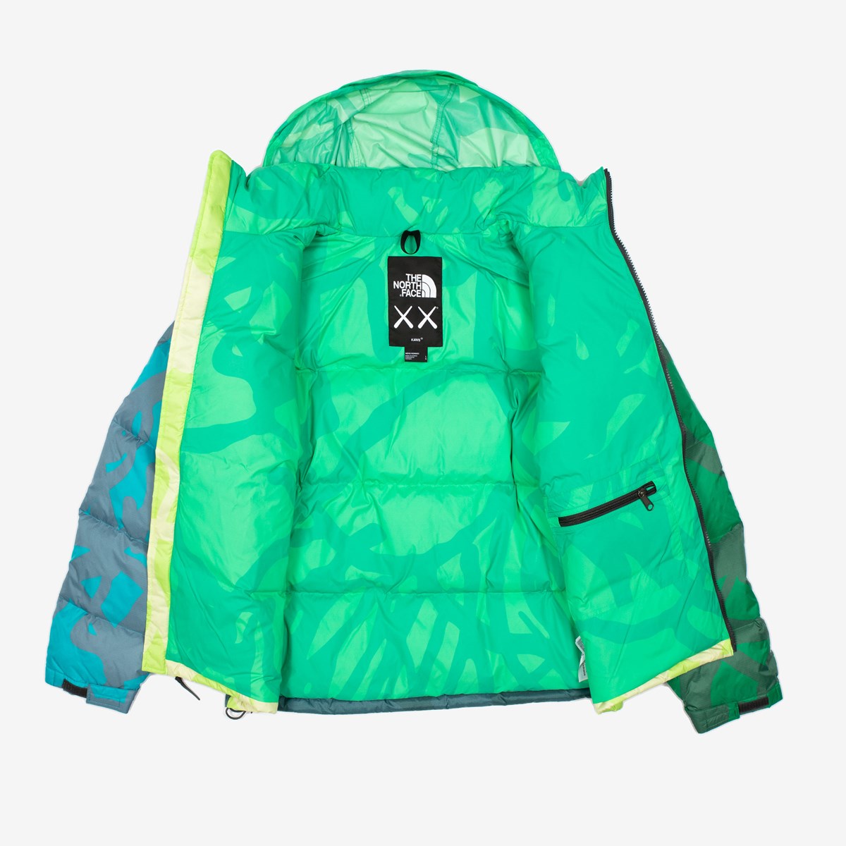 KAWS X THE NORTH FACE RETRO 1996 NUPTSE JACKET SAFETY GREEN