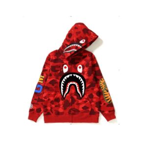 BAPE Color Camo Shark Full Zip Hoodie Red Men’s