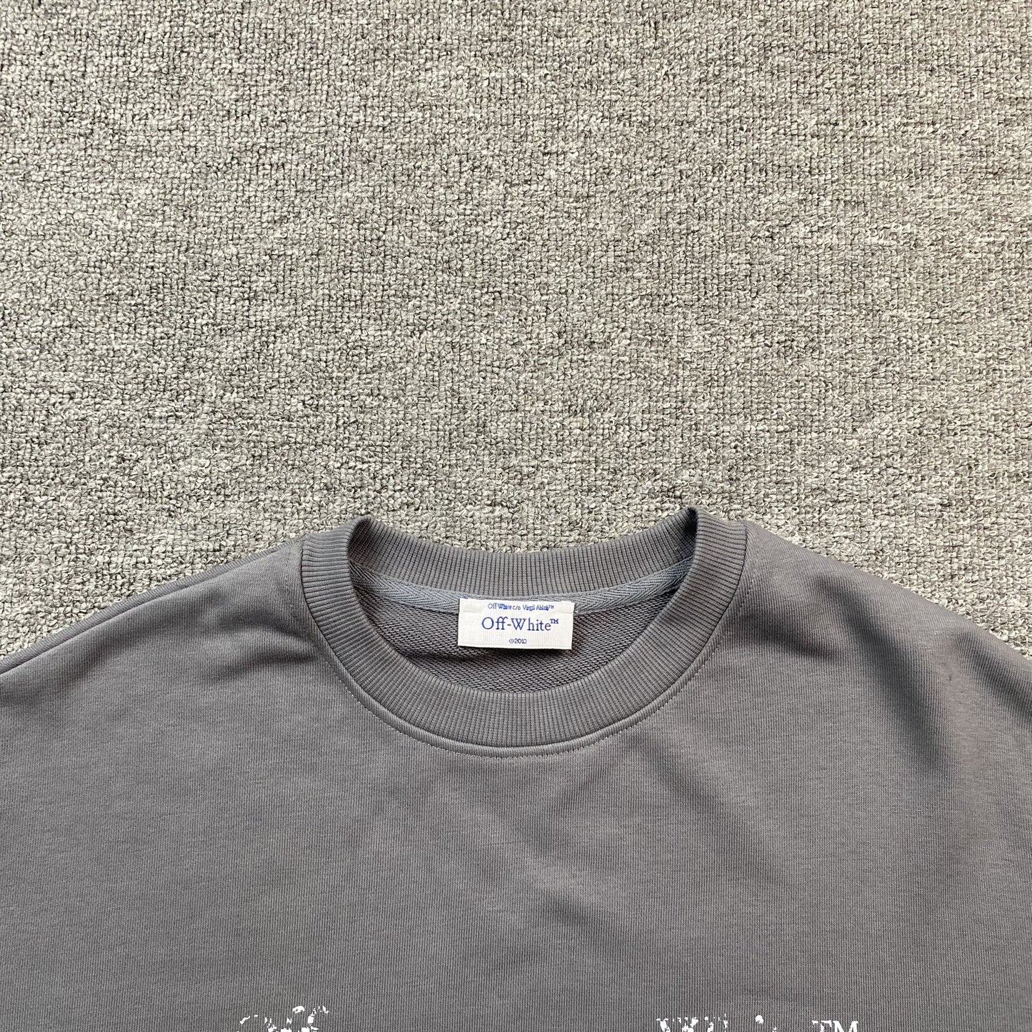 OFF WHITE FADED LOGO PRINT CREWNECK GREY