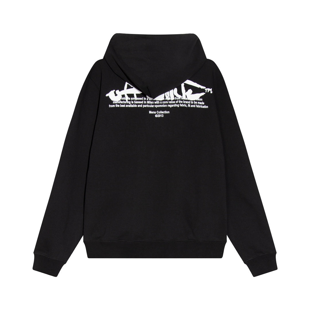 OFF-WHITE PAINT SCRIPT ARROWS SKATE HOODIE BLACK/WHITE