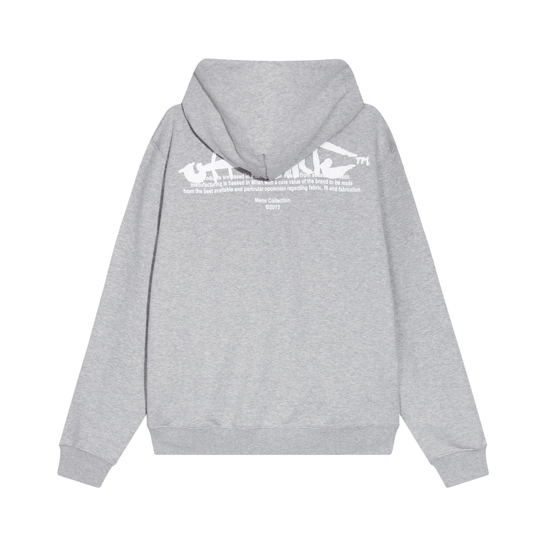 OFF-WHITE PAINT SCRIPT ARROWS SKATE HOODIE GREY/WHITE