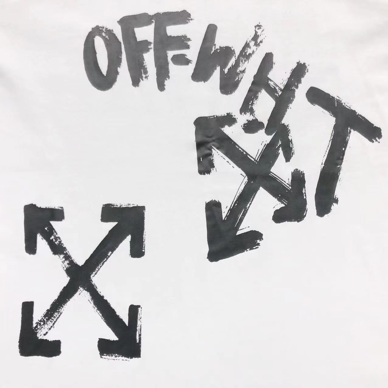 Off White Paint Script Over Tee White