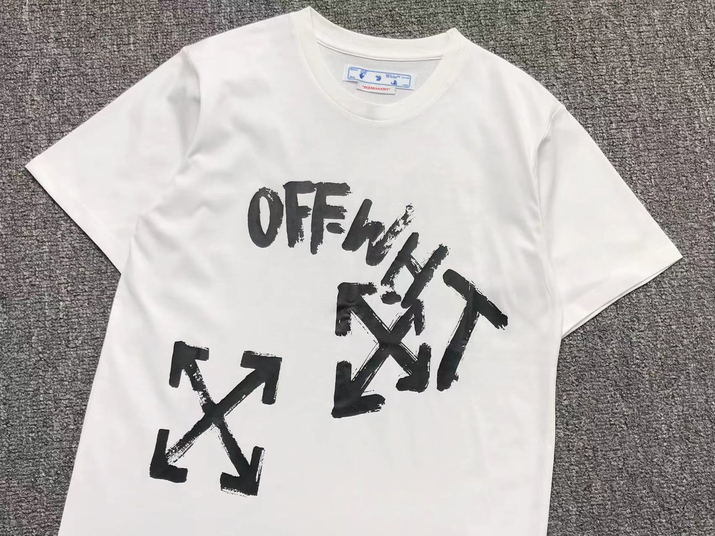 Off White Paint Script Over Tee White