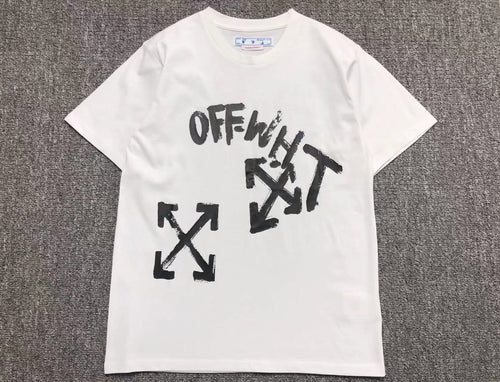 Off White Paint Script Over Tee White