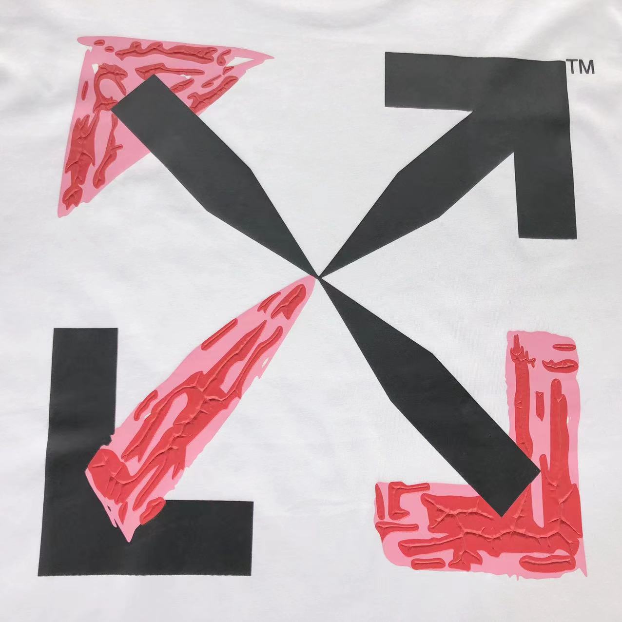 Off White Pink Spray Tee White