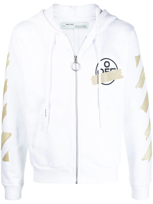 OFF WHITE TAPE ARROWS ZIP UP HOODIE