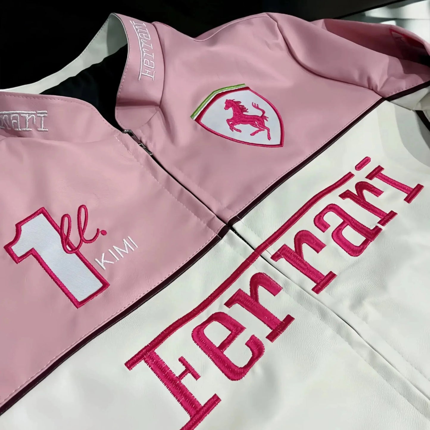 FERRARI F1 LEATHER JACKET PINK