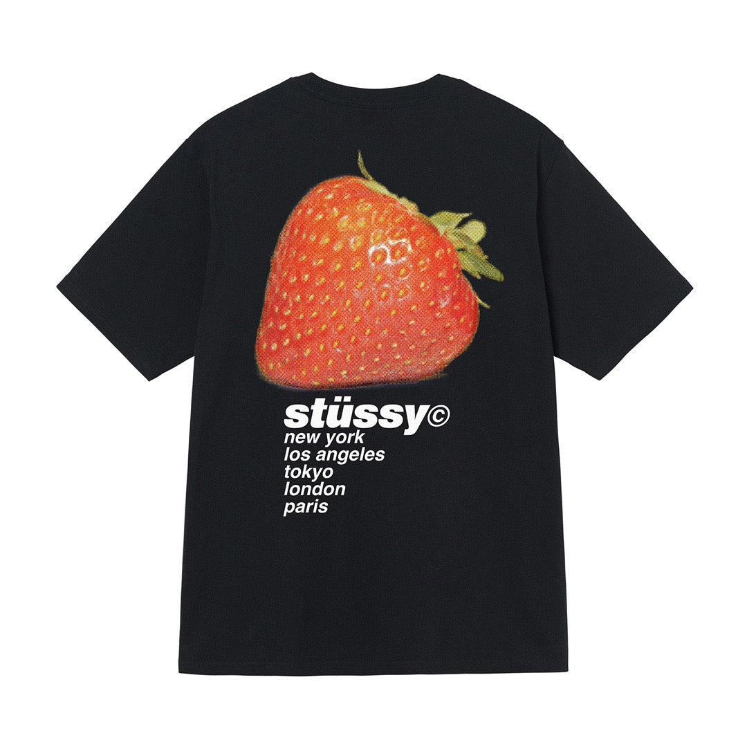 STUSSY STRAWBERRY TEE BLACK