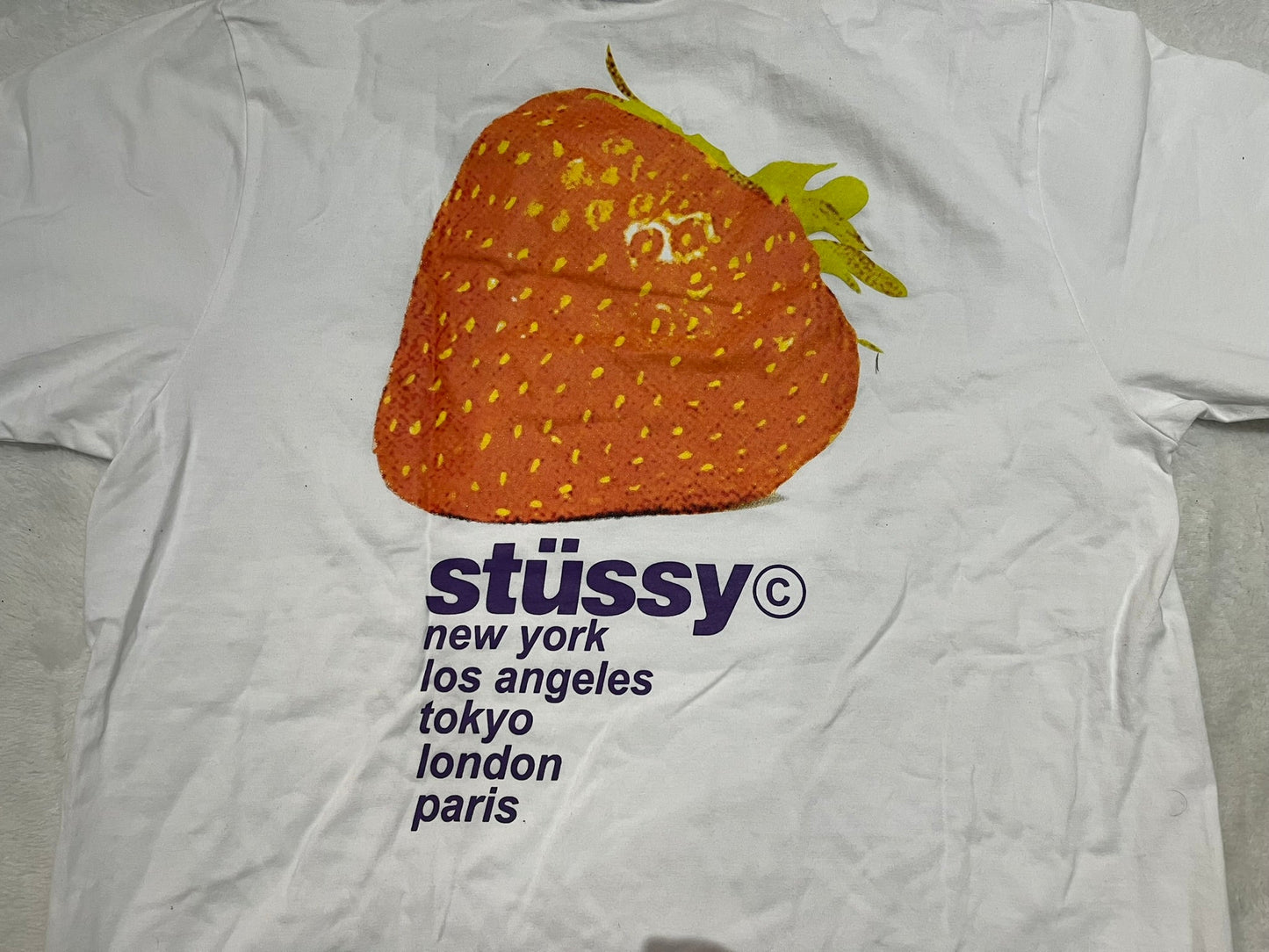 STUSSY STRAWBERRY TEE WHITE