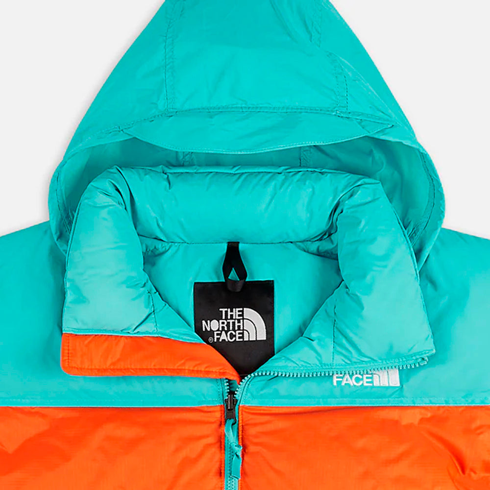 THE NORTH FACE 1996 RETRO NUPTSE 700 FILL PACKABLE JACKET RED ORANGE-TRANSANTARCTIC BLUE