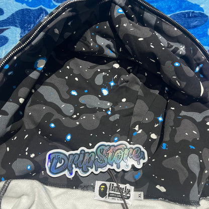 BAPE SPACE CAMO SHARK FULL ZIP HOODIE BLACK