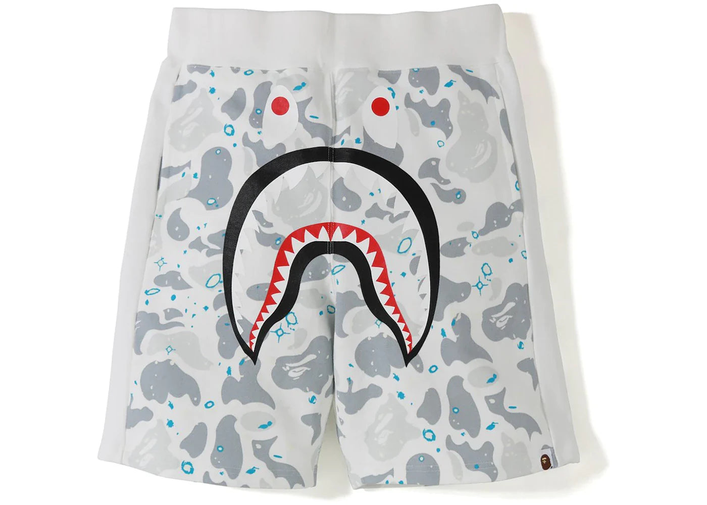 BAPE SPACE CAMO SHARK SWEAT SHORTS WHITE