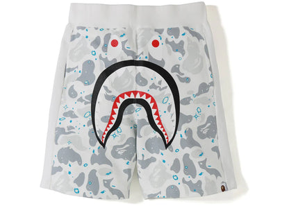 BAPE SPACE CAMO SHARK SWEAT SHORTS WHITE