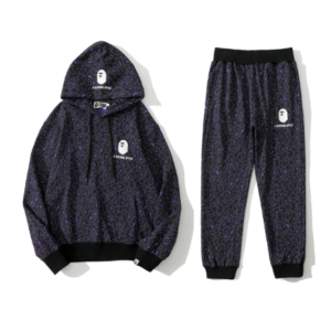 Bape White Logo Print Tracksuit Men And Women