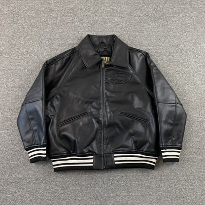 Corteiz Leather Da Skydive Jacket Black