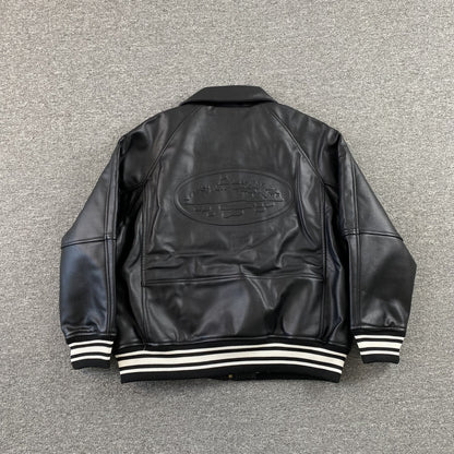 Corteiz Leather Da Skydive Jacket Black