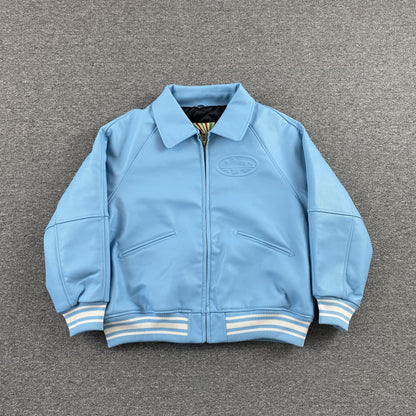 Corteiz Leather Da Skydive Jacket Blue