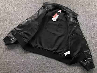 Supreme Nike Leather Varsity Jacket Black