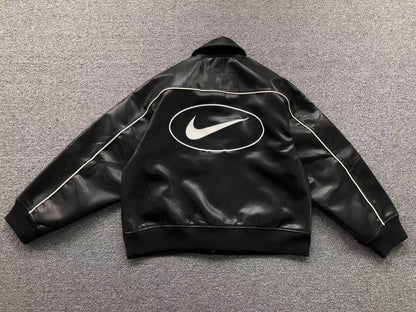 Supreme Nike Leather Varsity Jacket Black