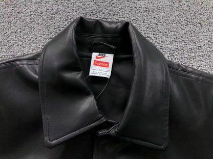 Supreme Nike Leather Varsity Jacket Black